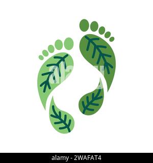 Green step color flat icon. Eco friendly. Zero carbon footprint Stock Vector