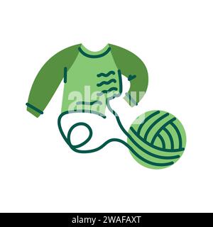 Upcycling old sweater color flat icon. Zero waste lifestyle. Eco friendly. Reuse of cloth. Reasonable consumption Stock Vector