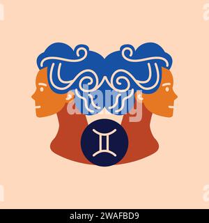 Gemini color concept. Zodiac sign. Astrology and horoscope. Predictions and human character. Element air. Ruler Mercury Stock Vector