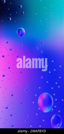 Beautiful gradient background with soap bubbles. Wallpaper for phone. Stock Vector