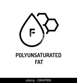 Polyunsaturated fat line black icon. Nutrition facts. Stock Vector