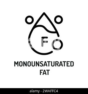 Monounsaturated fat line black icon. Nutrition facts. Stock Vector