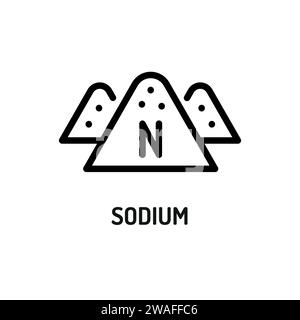 Sodium line black icon. Nutrition facts. White sugar set with piles and cubes. Stock Vector