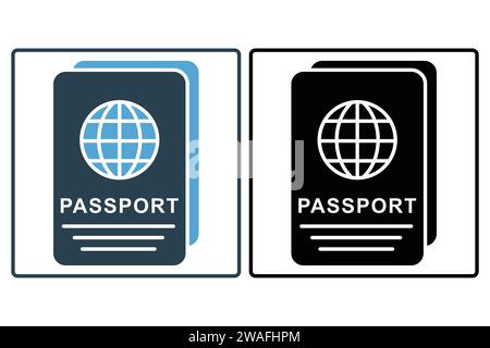 passport icon. icon related to primary travel document. solid icon style. element illustration Stock Vector