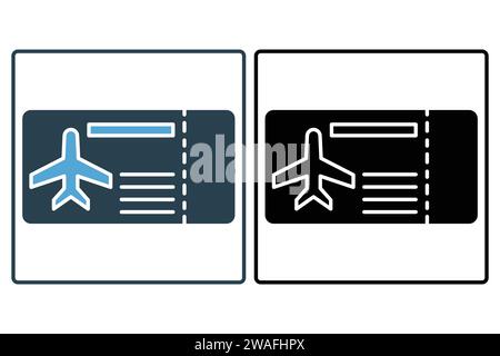 boarding pass icon. icon related to air travel and flight information. solid icon style. element illustration Stock Vector