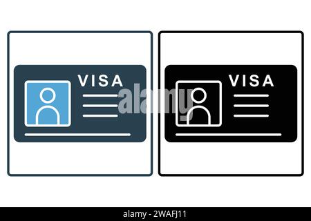 Visa icon. icon related to travel. solid icon style. element illustration Stock Vector