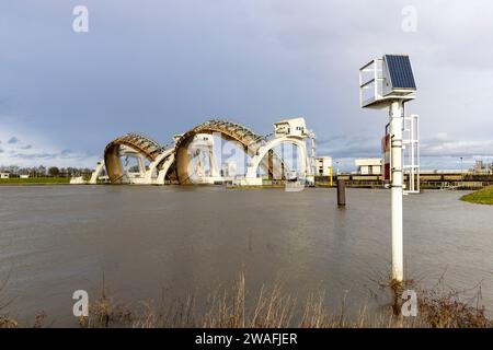 Dam and lock station Amerongen in river Lower Rhine near Maurik in Utrecht province The Netherlands Stock Photo