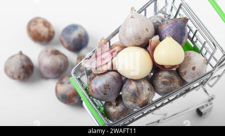 Thailand Organic Garlic Tone healthy food ingredient rustic White background Stock Photo