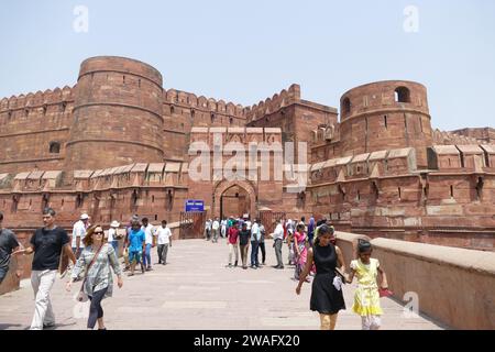 Agra, India - April 17 2017: Agra Red Fort main gate, famous popular tourist landmark in India Stock Photo