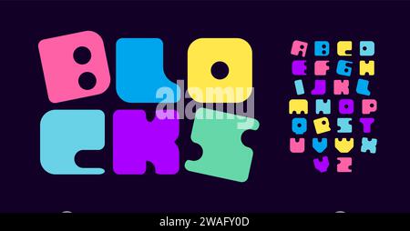 Colorful block style alphabet, unique blocks for childish toy logos, quirky, memorable signage, and standout headlines for children's zones. Vector Stock Vector