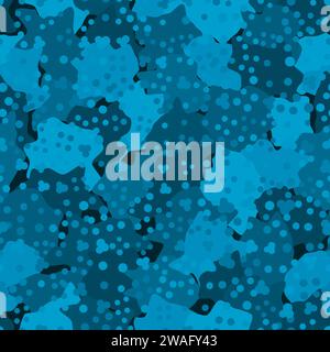 Vector Denim Blue Seamless Pattern. Spotted and Dotted Jeans Print. Stock Vector