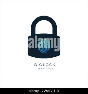 Lock with Fingerprint. Bio lock Data protection. logo or icon design for personal and system privacy, Cyber security concept. Stock vector illustratio Stock Vector