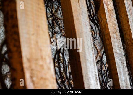 The internal structure of the spring mattress. Old box-spring mattress ...