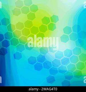 Abstract background template. Hexagon Honey combs. Blue, Green, yellow  tones.  Modern abstract banner. Web design template Stock Vector