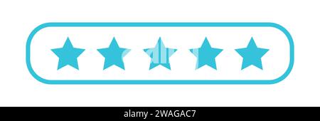 Evaluation stars, Five Stars review rating icon - rating sign, from blue icon set Stock Vector