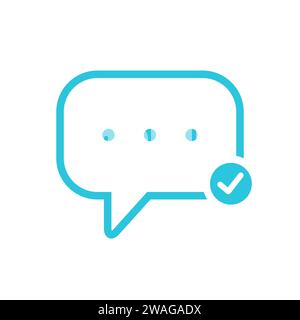 Talk message bubble. Message accepted. Blue icon on white background. From blue icon set. Stock Vector