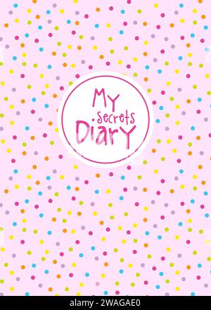 Secrets diary template, colorful dots on pink background Stock Vector