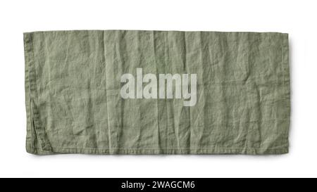 folded green cotton napkin isolated on white background, top view Stock Photo