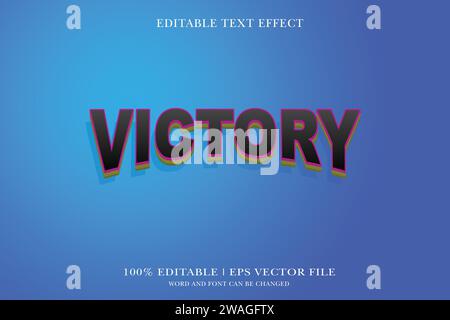 Victory 3d text effect styles mockup concept Black text Stock Vector