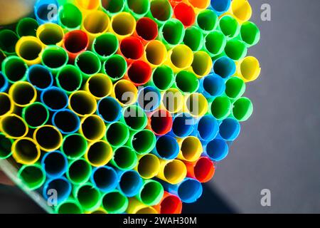 colorful plastic straws Stock Photo