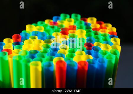 colorful plastic straws Stock Photo
