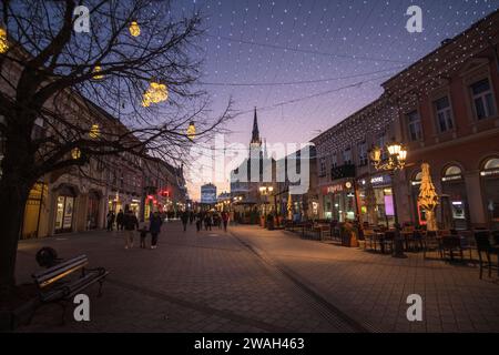 Novi Sad (Serbia): Zmaj Jovina street decorated with lights during Christmas Stock Photo
