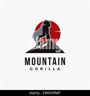 Mountain and gorilla logo vector illustration template on white background Stock Vector