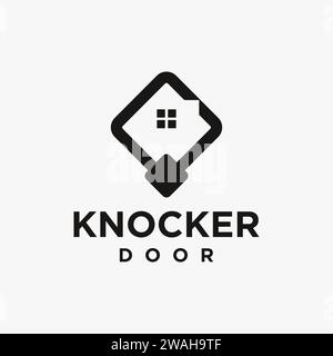 Simple rooftop home knocking door logo icon vector template on white background Stock Vector
