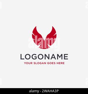 Abstract negative space flying eagle logo icon vector template on white background Stock Vector