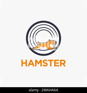 fun workout hamster cartoon character logo icon vector template on white background Stock Vector