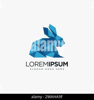 Abstract Lowpoly rabbit logo icon vector template on white background Stock Vector