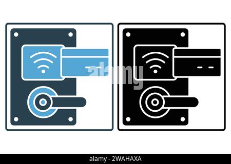 hotel key card icon. icon related to travel accommodation details. solid icon style. element illustration Stock Vector