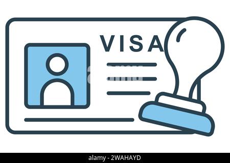 travel visa stamp icon. icon related to travel, permission to enter a foreign country. flat line icon style. element illustration Stock Vector