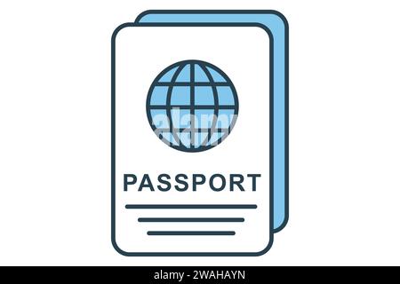passport icon. icon related to primary travel document. flat line icon style. element illustration Stock Vector