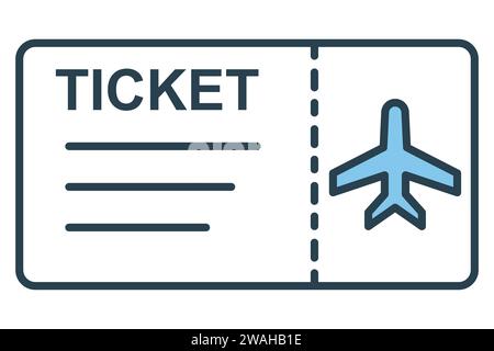 airplane ticket icon. icon related to ticket for air travel. flat line icon style. element illustration Stock Vector