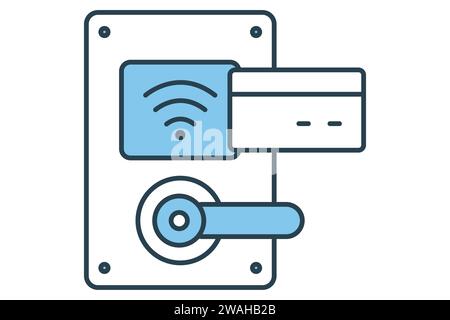 hotel key card icon. icon related to travel accommodation details. flat line icon style. element illustration Stock Vector