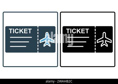 airplane ticket icon. icon related to ticket for air travel. solid icon style. element illustration Stock Vector