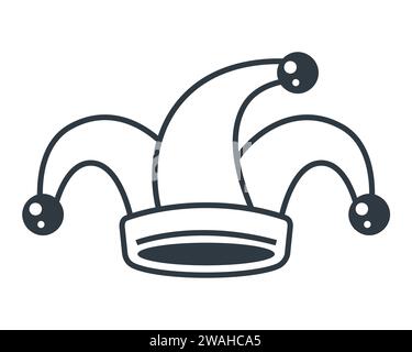 black jester's cap icon. flat vector illustration. Stock Vector