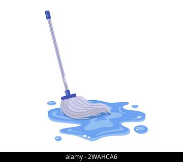 mop any spilled water. flat vector illustration. Stock Vector