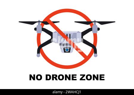 drone ban. no-fly zone. flat vector illustration. Stock Vector