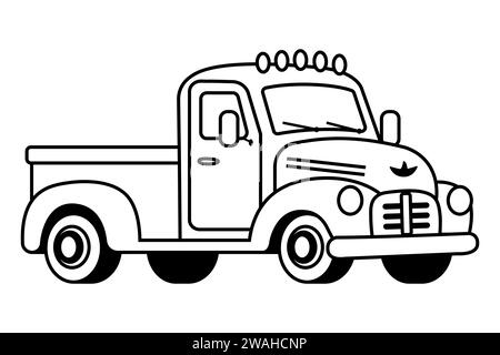 old American truck on a white background. flat vector illustration. Stock Vector