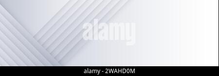 Grey diagonal gradient lines footer background. Abstract weave stripes arrow wallpaper. Wide geometric universal header. Vector tech backdrop for flyer, poster, banner, brochure, booklet, footer Stock Vector