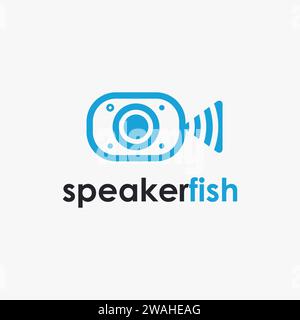 Abstract fish speaker sound wave logo icon vector template on white background Stock Vector