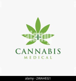 Minimalist medical cannabis logo icon vector template on white background Stock Vector