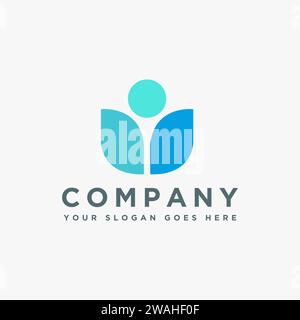 Modern abstract minimalist human leaf logo icon vector on white background Stock Vector