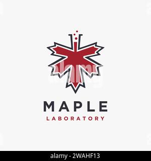 Maple and laboratory beaker logo icon vector template on white background Stock Vector