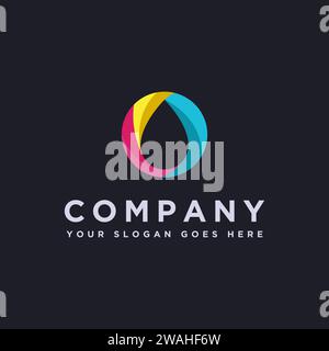 Modern abstract ink drop logo vector icon template on dark background Stock Vector