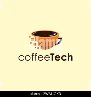 Digital techie coffee icon vector template on light background Stock Vector