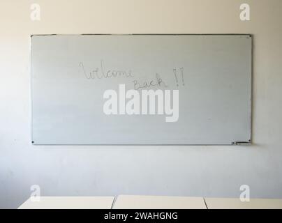 whiteboard close up in a classroom Stock Photo