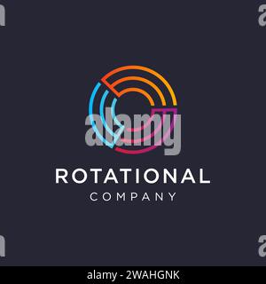 Abstract circle motion rotation logo icon vector template on dark background Stock Vector